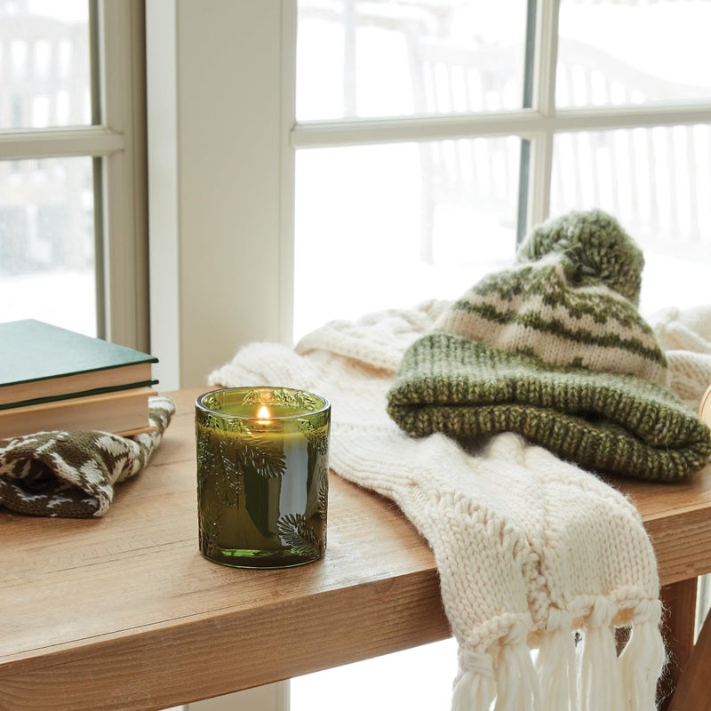Thymes Frasier Fir Candle - Molded Green Glass Jar with Pine Needle Design - Winter Candle Gifts for Women & Men - Fresh Home Fragrance - Notes of Crisp Siberian Fir, Cedarwood & Sandalwood (6.5 oz) - Image 2